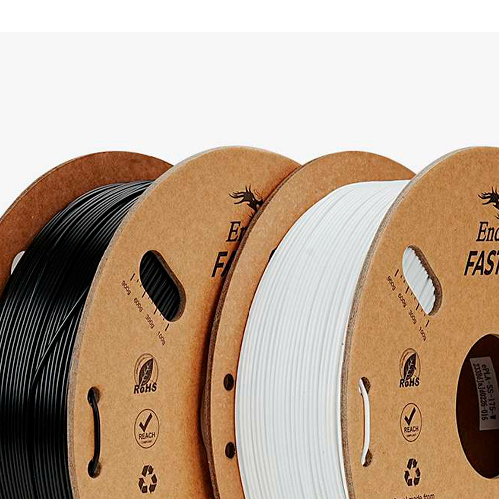 Kit 02 Filamentos PLA para Impressora 3D Creality Ender Fast PLA 1 Kg/Rolo 1.75 mm Branco/Preto
