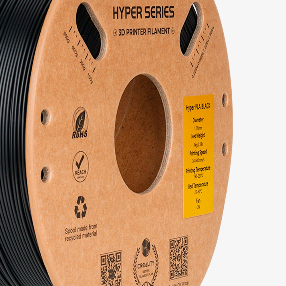 Filamento PLA para Impressora 3D Creality Hyper Fast PLA 1 Kg/Rolo 1.75 mm Preto Creality
