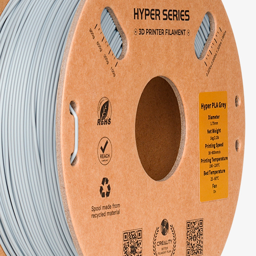 Filamento PLA para Impressora 3D Creality Hyper Fast PLA 1 Kg/Rolo 1.75 mm Cinza Creality
