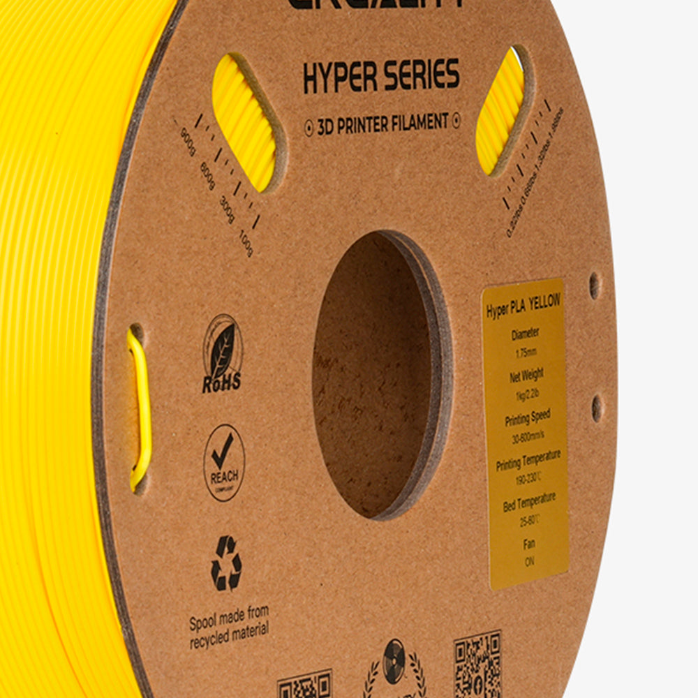 Filamento PLA para Impressora 3D Creality Hyper Fast PLA 1 Kg/Rolo 1.75 mm Amarelo Creality