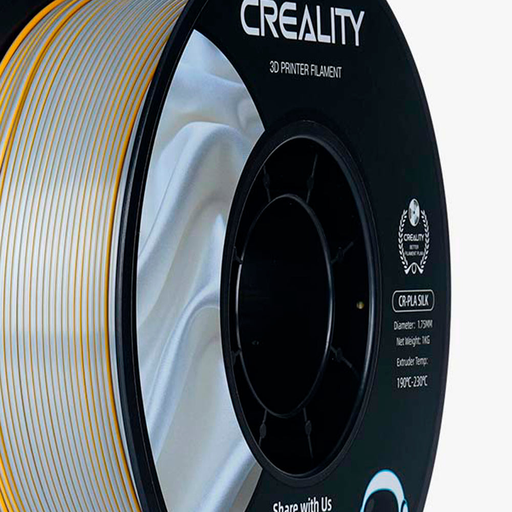 Filamento CR-Seda para Impressora 3D Creality CR-Silk 1 Kg/Rolo 1.75 mm Dourado-Prata Creality