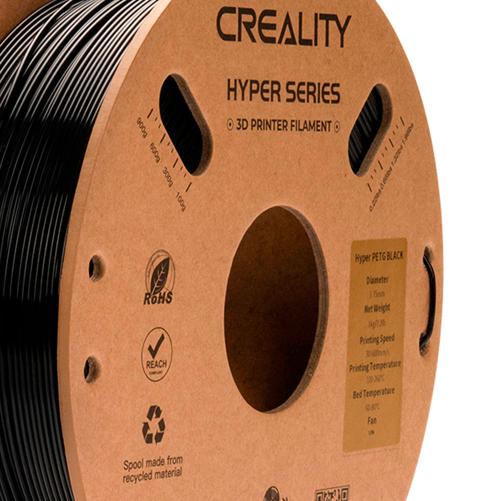 Filamento PETG para Impressora 3D Creality Hyper PETG 1 Kg/Rolo 1.75 mm Preto Creality