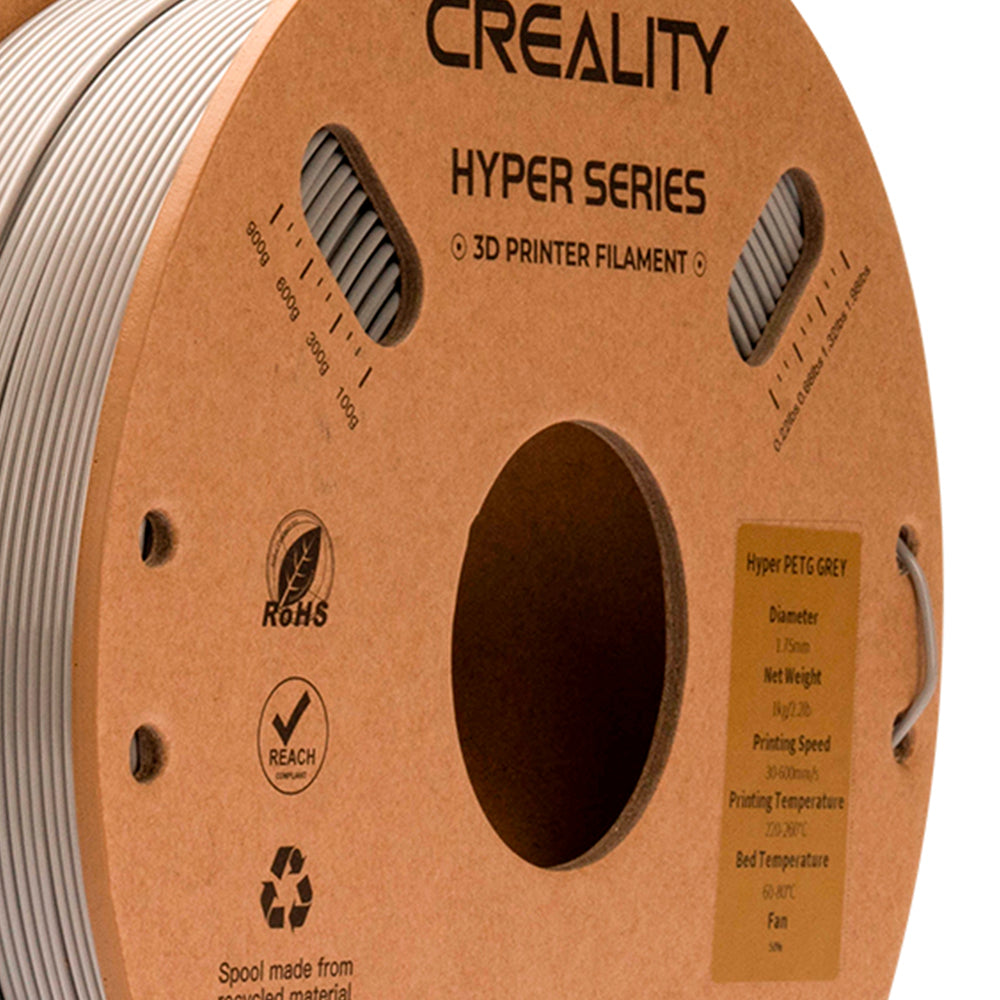 Filamento PETG para Impressora 3D Creality Hyper PETG 1 Kg/Rolo 1.75 mm Cinza Creality