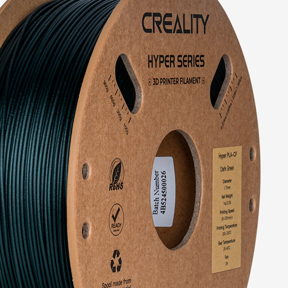 Filamento PLA para Impressora 3D Creality Hyper PLA-CF 1 Kg/Rolo 1.75 mm Verde Escuro Creality