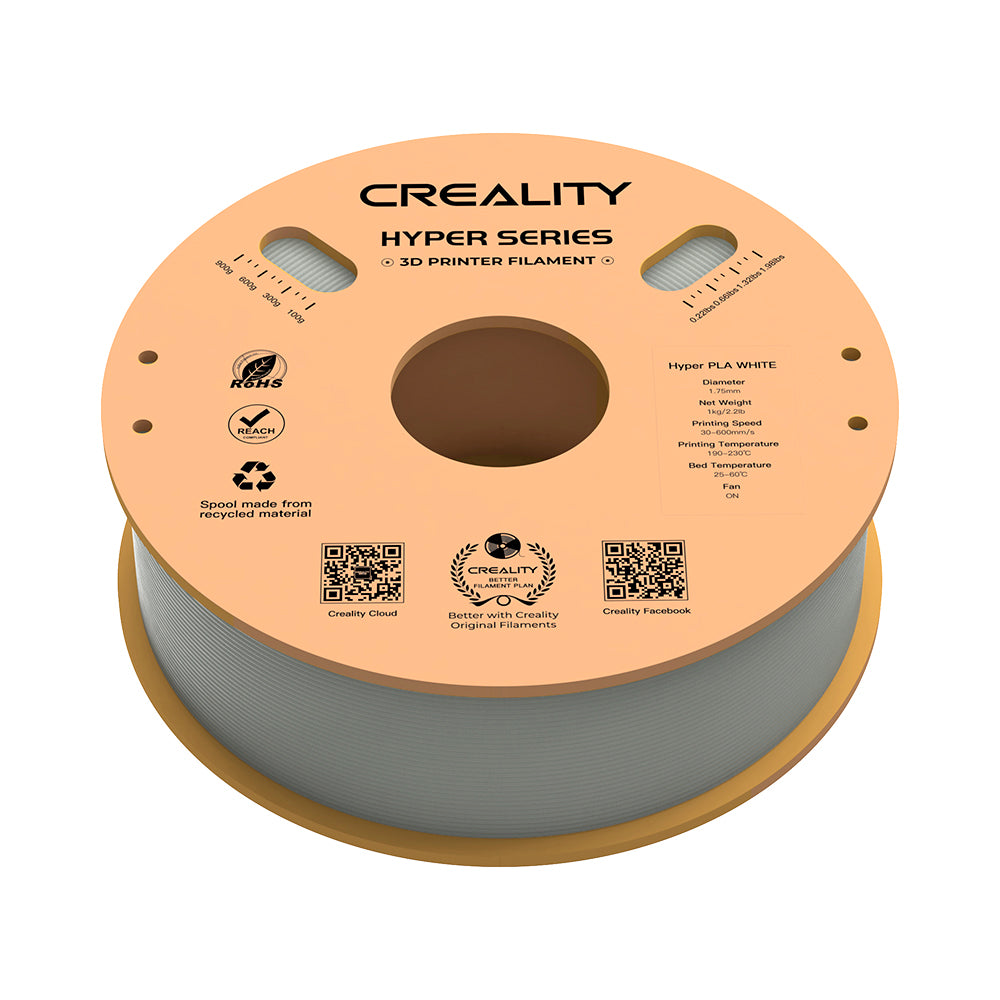 Filamento PLA para Impressora 3D Creality Hyper Fast PLA 1 Kg/Rolo 1.75 mm Branco