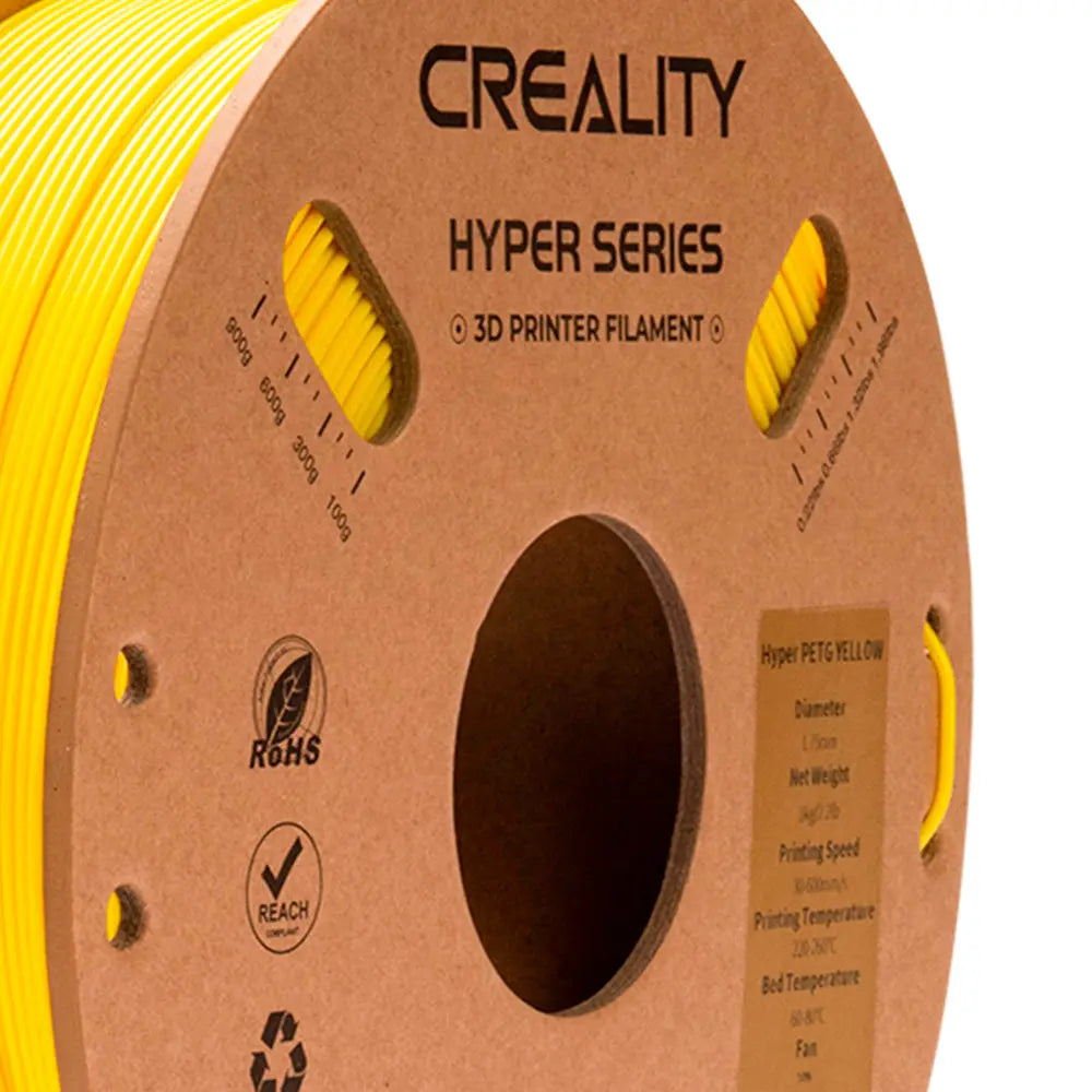 Filamento PETG para Impressora 3D Creality Hyper PETG 1 Kg/Rolo 1.75 mm Amarelo Creality