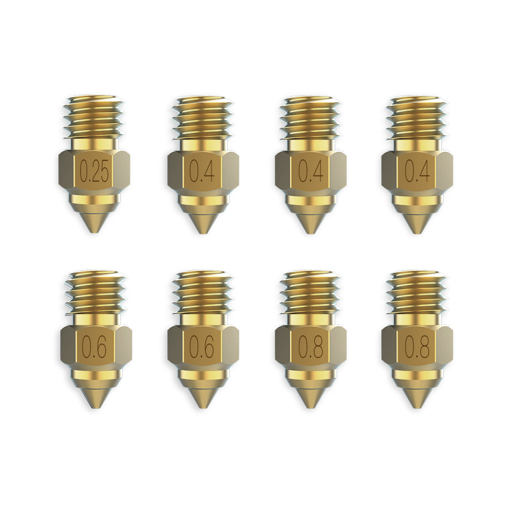 Kit 8 Bicos para Impressão 3D Creality Latão Alta Qualidade 0.25mm 0.4mm 0.6mm 0.8mm CR-10 Ender-3