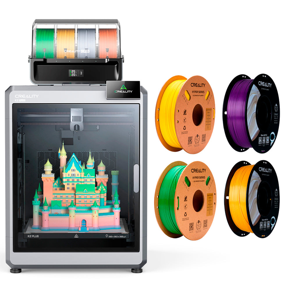 Impressora 3D K2 Plus Combo e 2kg de Filamentos Hyper PETG e 2kg de Filamentos CR-Seda Creality