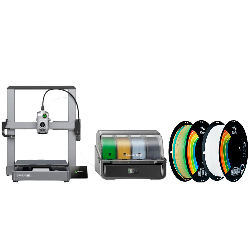 Kit Impressora 3D Creality Hi Combo e Filamentos Creality Ender PLA  Arco Íris e Branco Creality