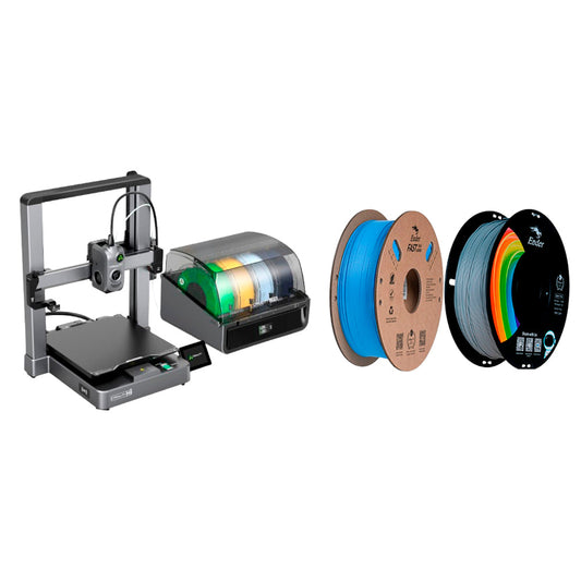 Kit Impressora 3D Creality Hi Combo e Filamento Ender Fast Azul Claro e Filamento Ender PLA Cinza Creality