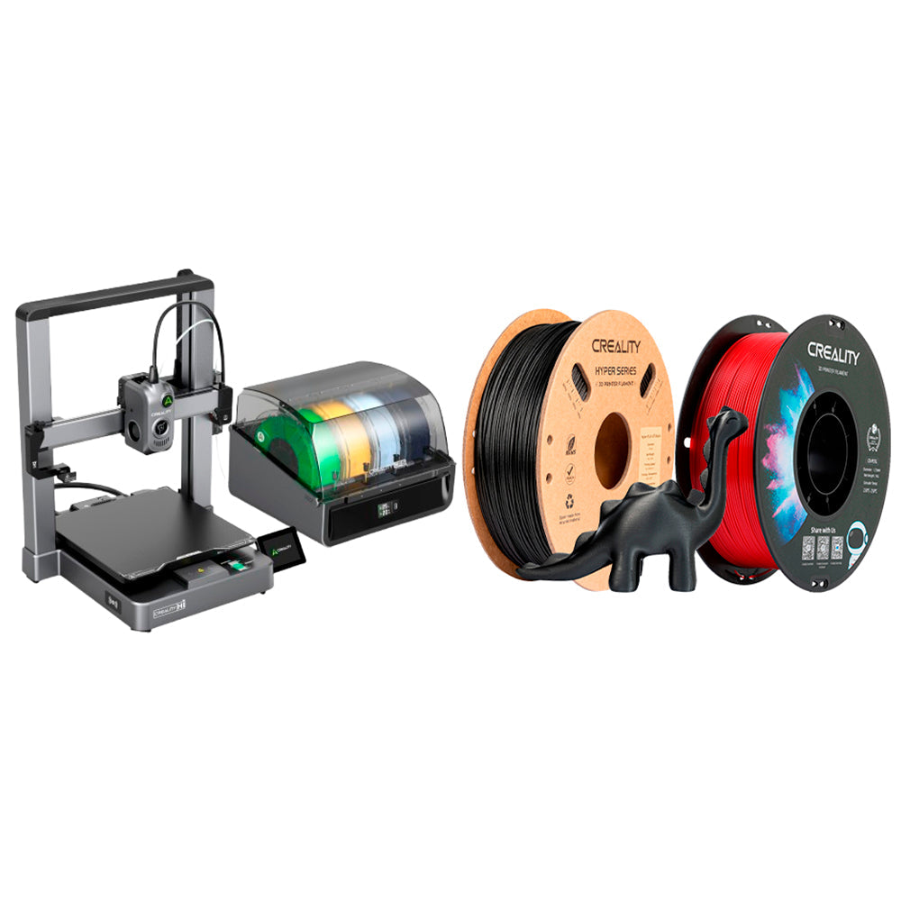 Kit Impressora 3D Creality Hi Combo com Filamento CR PETG Vermelho e Filamento Hyper PLA CF Preto Creality