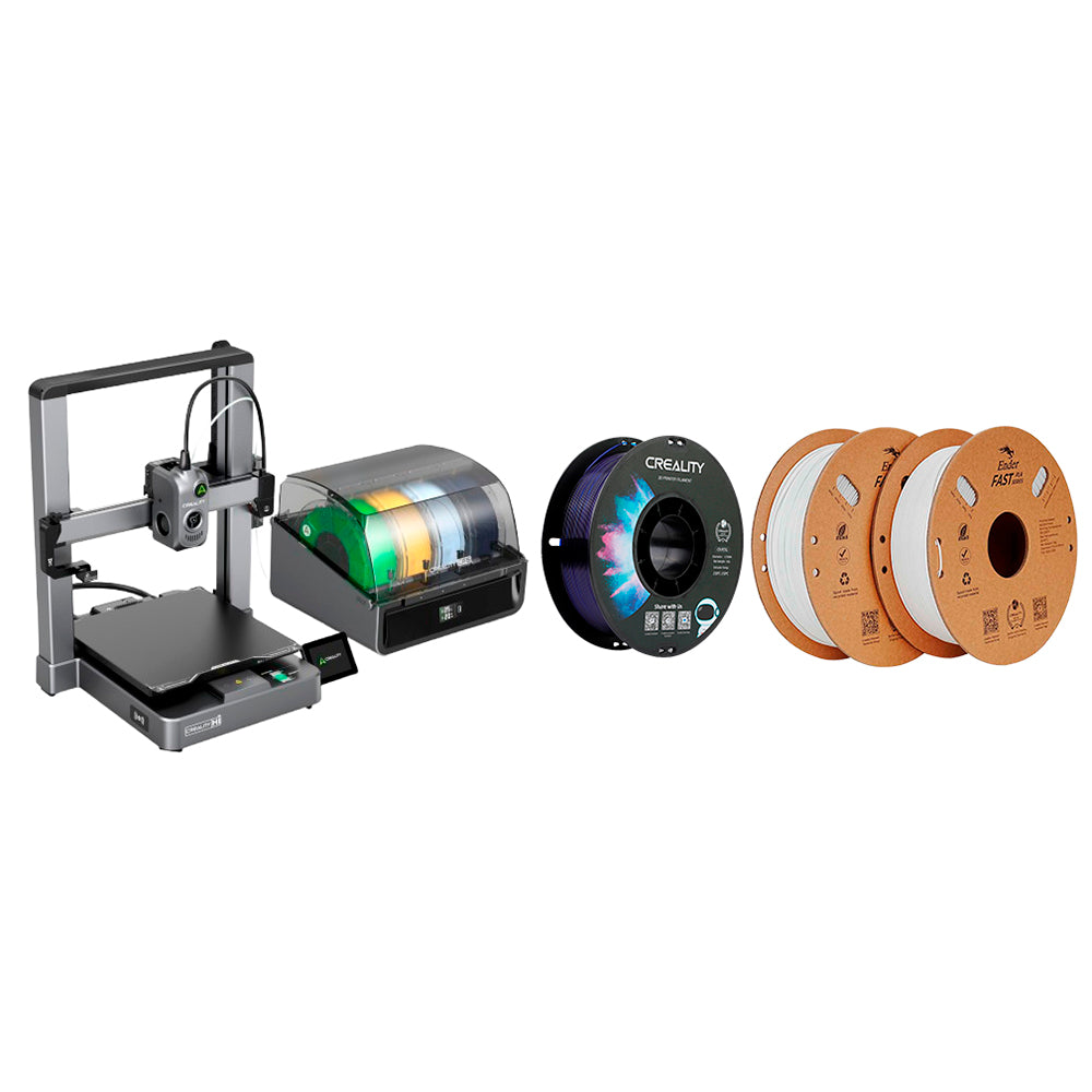 Kit Impressora 3D Creality Hi Combo com Filamento CR PETG Azul Transparente e 2 Ender Fast PLA Branco Creality