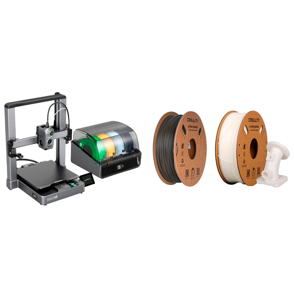 Kit Impressora 3D Creality Hi Combo e Filamento Hyper PLA CF Amarelo Acinzentado e Hyper ABS Branco Creality