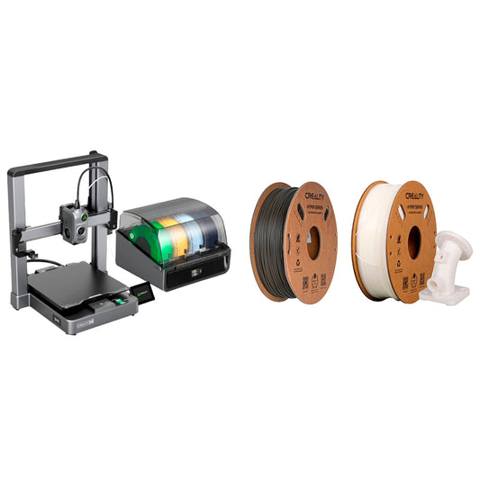 Kit Impressora 3D Creality Hi Combo e Filamento Hyper PLA CF Amarelo Acinzentado e Hyper ABS Branco Creality