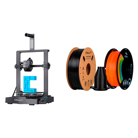 Kit Impressora 3D Creality Ender-3 V3 com Filamento Ender PLA Laranja+ e Filamento Hyper ABS Preto Creality