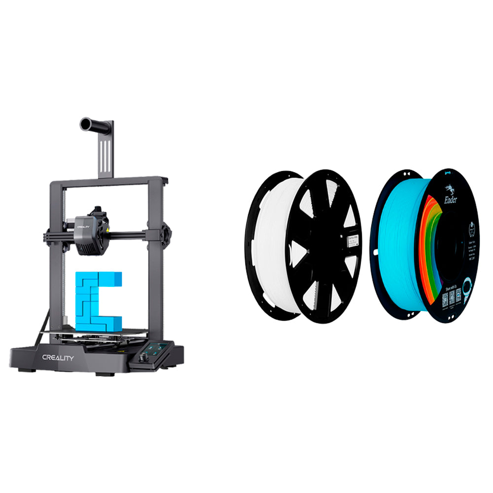 Kit Impressora 3D Creality Ender-3 V3 com Filamento Ender PLA+ Azul e Filamento Ender PLA Branco Creality