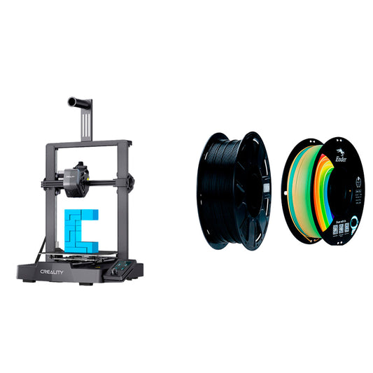 Kit Impressora 3D Creality Ender-3 V3 com Filamento Ender PLA+ Arco íris e Ender PLA Preto Creality