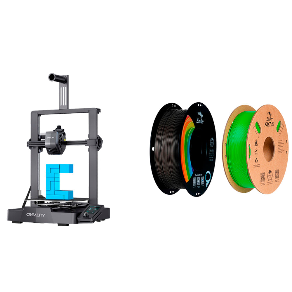 Kit Impressora 3D Creality Ender-3 V3 com Filamento Ender Fast PLA Verde e Ender PLA+ Preto Creality