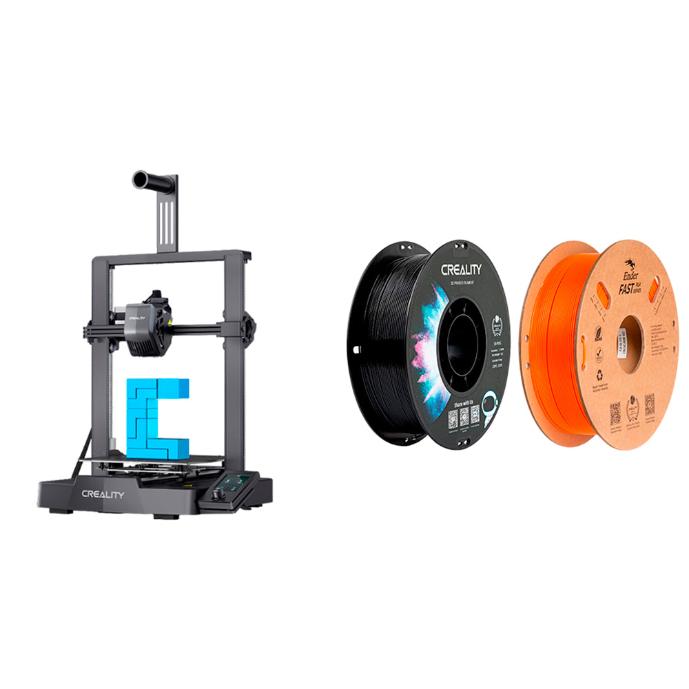 Kit Impressora 3D Creality Ender-3 V3 com Filamento Ender Fast PLA Laranja e CR-PETG Preto Creality