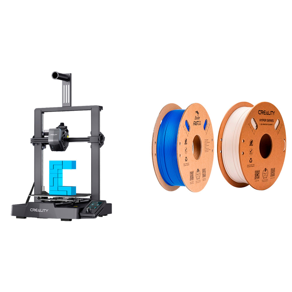 Kit Impressora 3D Creality Ender-3 V3 com Filamento Ender Fast PLA Azul e Hyper PETG Branco Creality