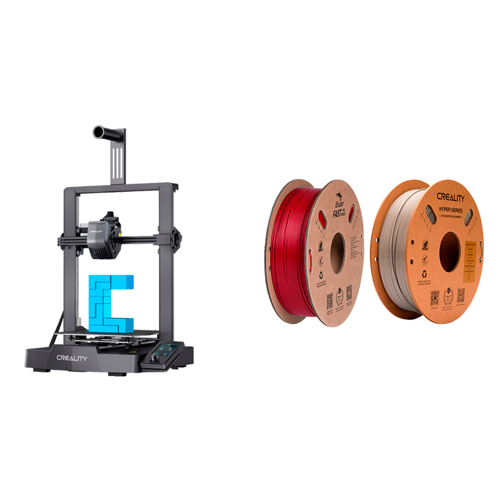 Kit Impressora 3D Creality Ender-3 V3 com Filamento Ender Fast PLA Fogo Vermelho e Hyper PETG Cinza Creality