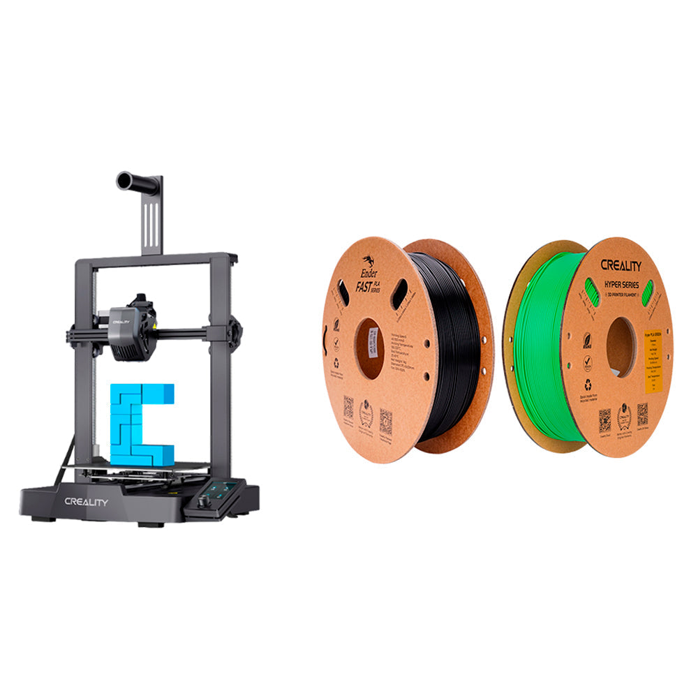 Kit Impressora 3D Creality Ender-3 V3 com Filamento Hyper Fast PLA Verde e Ender Fast PLA Preto Creality