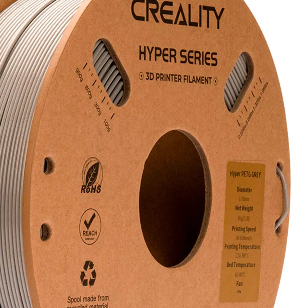 Filamento PETG para Impressora 3D Creality Hyper PETG 1 Kg/Rolo 1.75 mm Cinza Creality