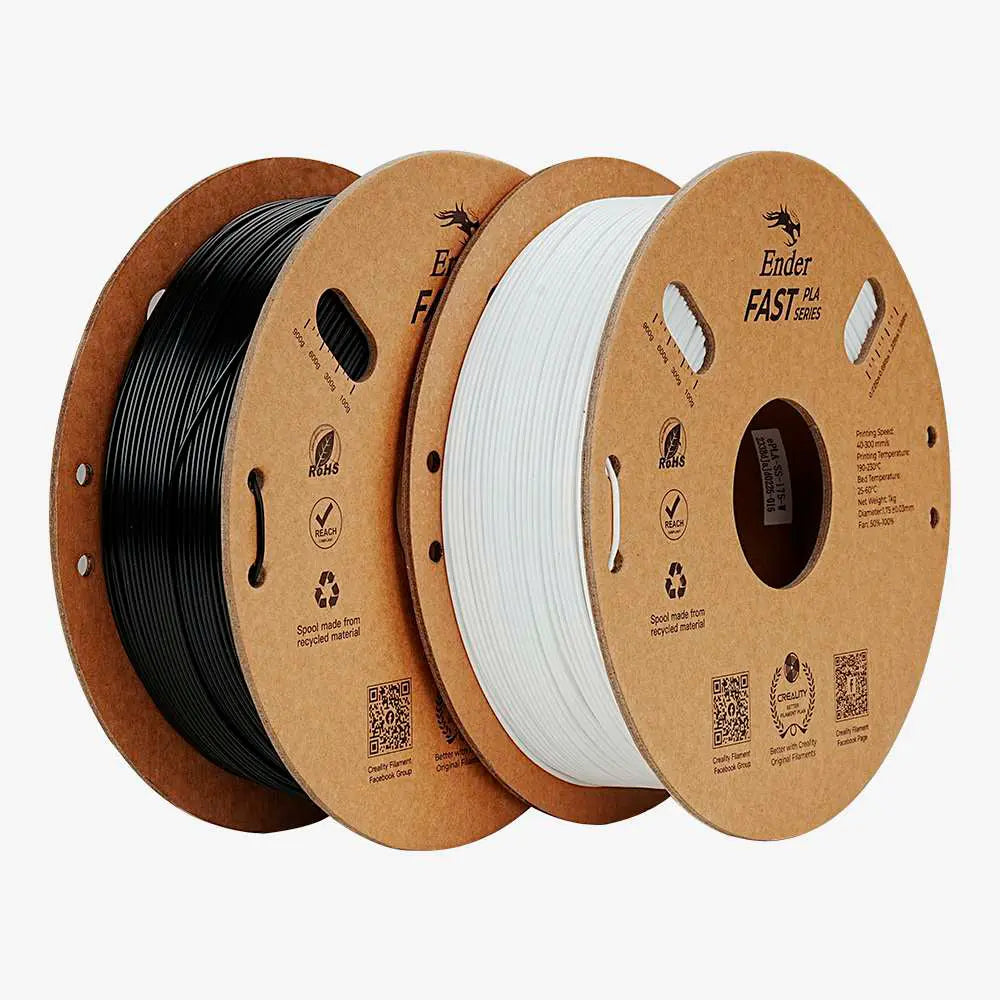 Kit 02 Filamentos PLA para Impressora 3D Creality Ender Fast PLA 1 Kg/Rolo 1.75 mm Branco/Preto Creality