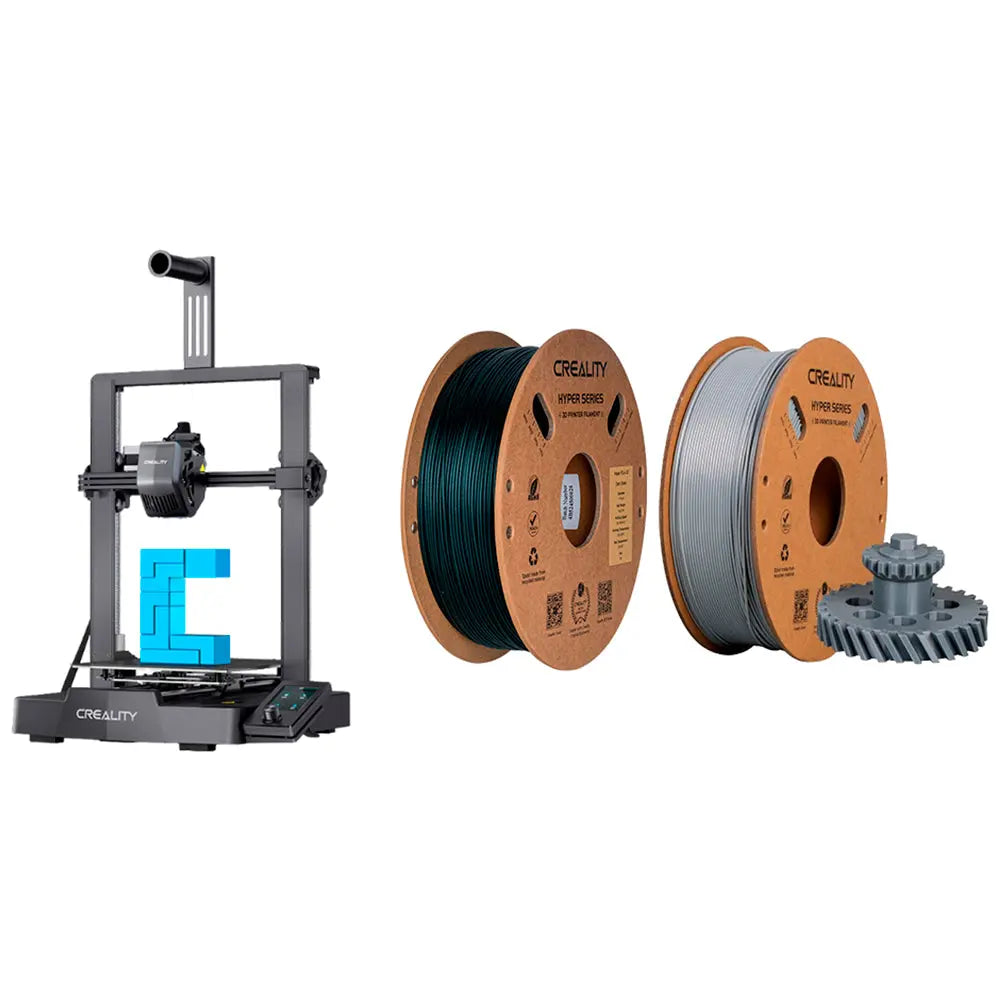 Kit Impressora 3D Creality Ender-3 V3 SE com Filamentos PLA-CF Verde Escuro e Hyper ABS Cinza Creality