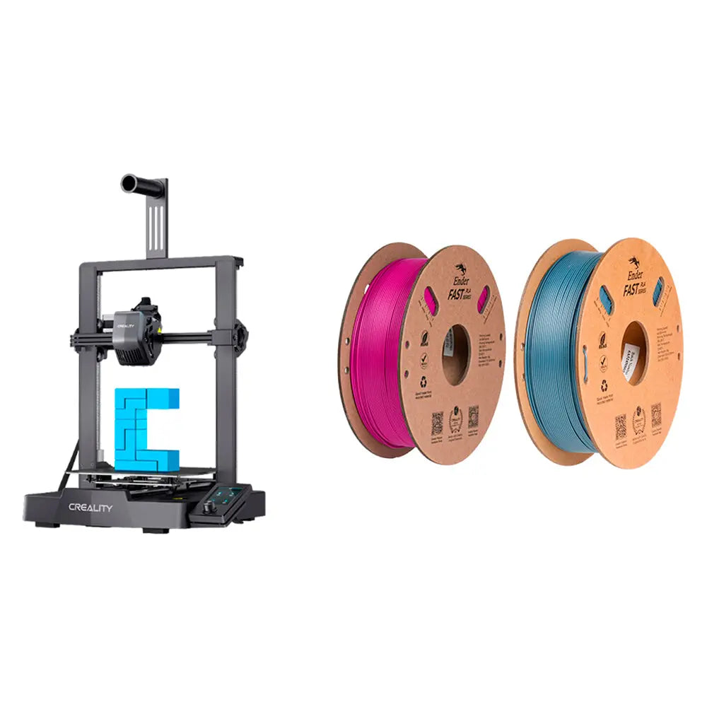 Kit Impressora 3D Creality Ender-3 V3 com Filamento Ender Fast PLA Roxo e Ender Fast PLA Cinza Claro Creality