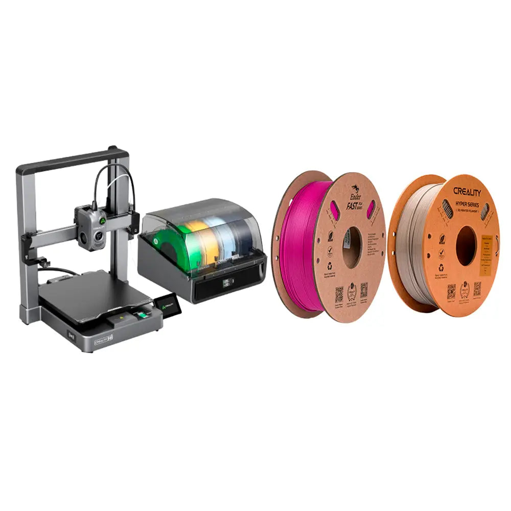 Kit Impressora 3D Creality Hi Combo com Filamento Ender Fast PLA Roxo e Filamento Hyper PETG Cinza Creality