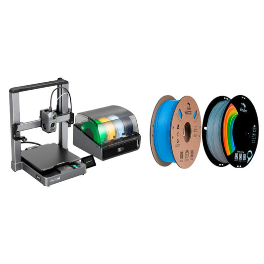Kit Impressora 3D Creality Hi Combo e Filamento Ender Fast Azul Claro e Filamento Ender PLA Cinza Creality