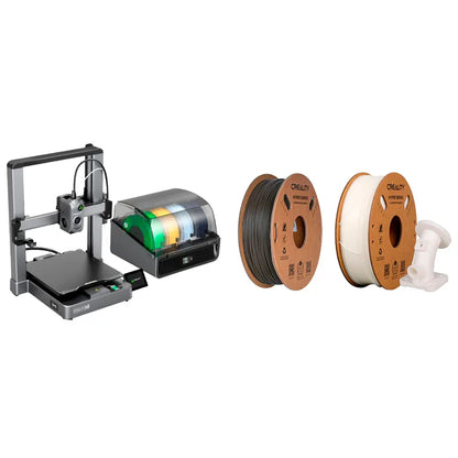 Kit Impressora 3D Creality Hi Combo e Filamento Hyper PLA CF Amarelo Acinzentado e Hyper ABS Branco Creality