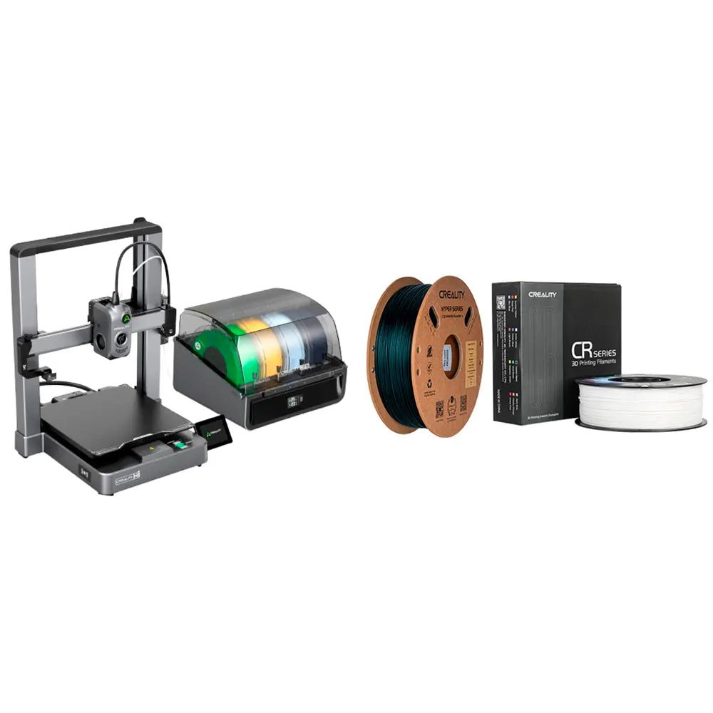 Kit Impressora 3D Creality Hi Combo e Filamento Hyper PLA CF Verde Escuro e Filamento CR ABS Branco Creality
