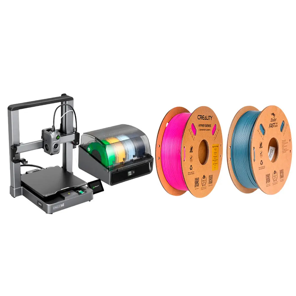 Kit Impressora 3D Creality Hi Combo e Filamentos Hyper Fast PLA Roxo e Ender Fast PLA Cinza Claro Creality